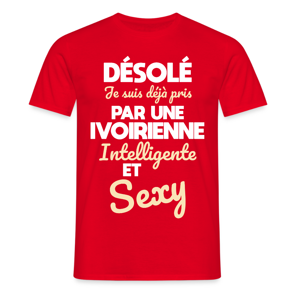 T-shirt Homme -  Je suis déjà pris par une Ivoirienne intelligente et sexy - rouge