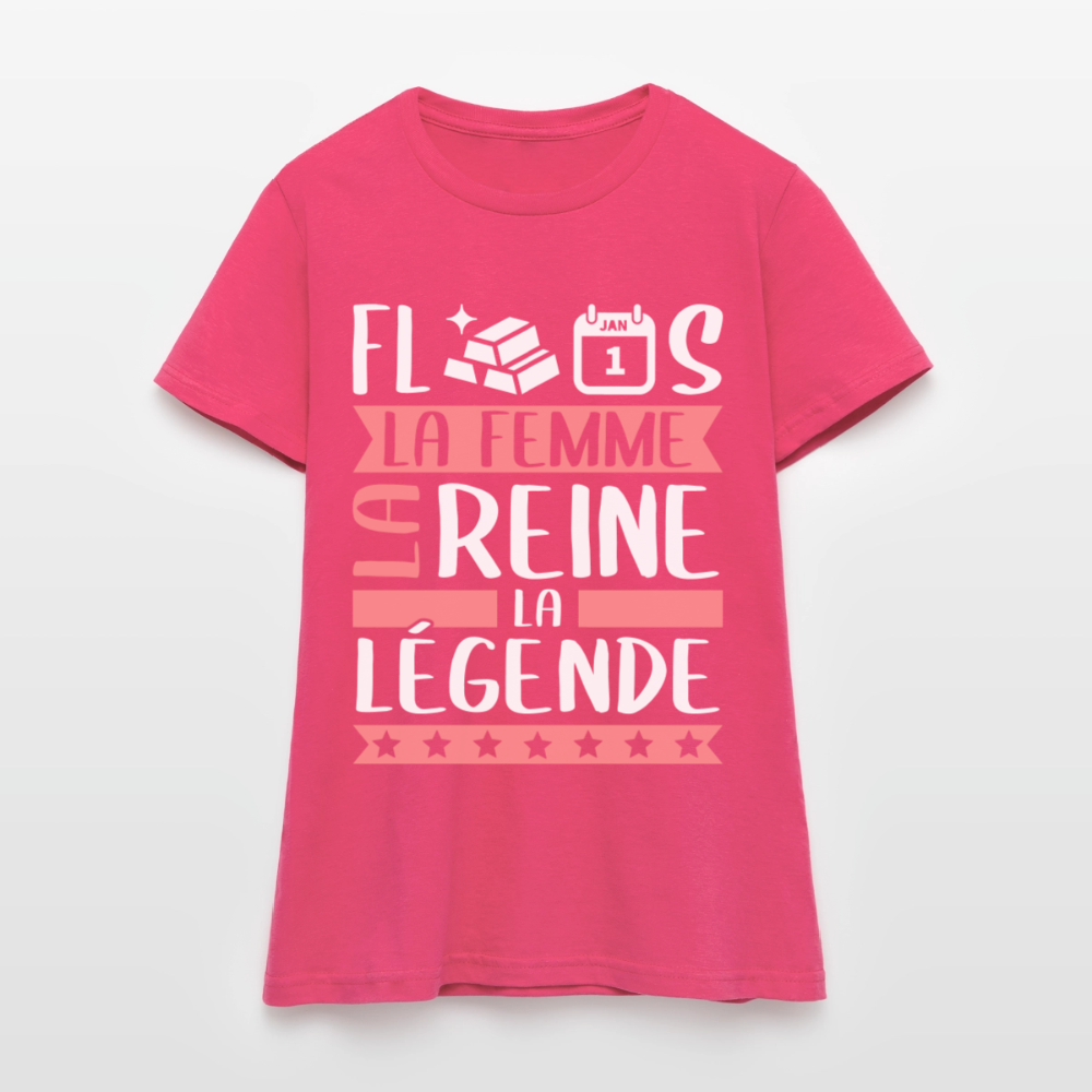 T-shirt femme Florence rébus – La femme, la reine, la légende - rose azalée