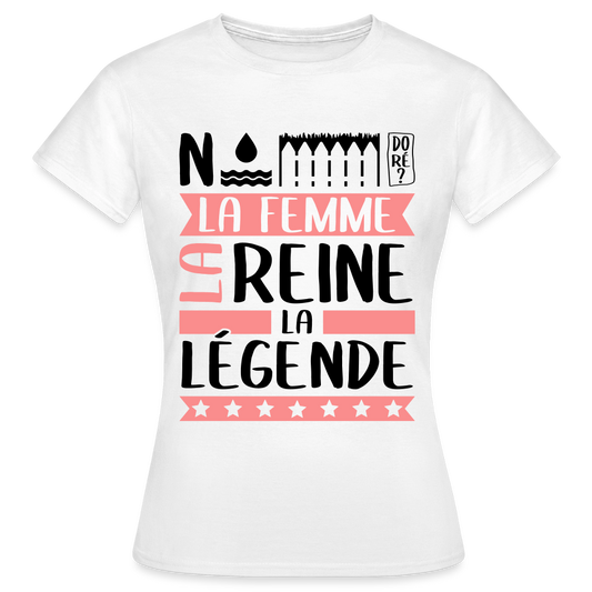 T-shirt femme coloris clair Noémie rébus – La femme, la reine, la légende - blanc