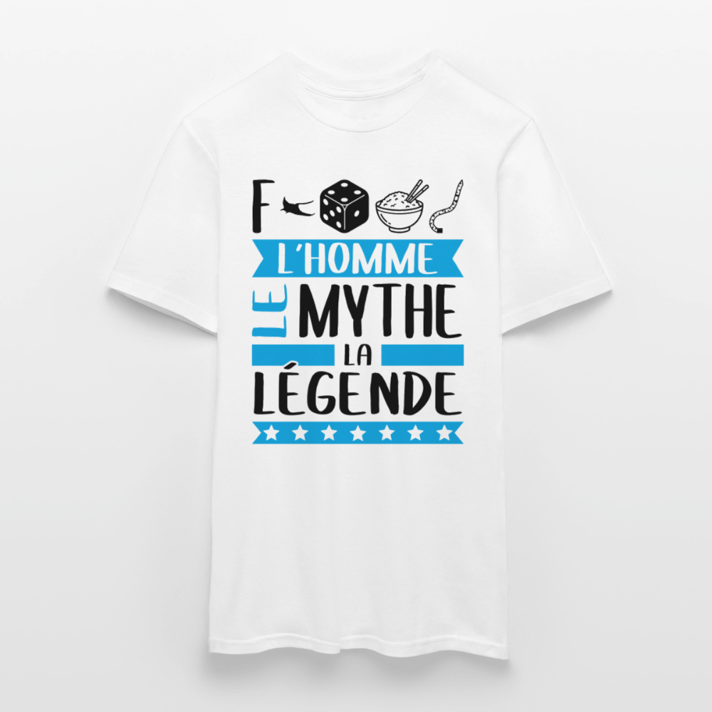 T-shirt homme coloris clair Frédéric en rébus – L’homme, le mythe, la légende - blanc