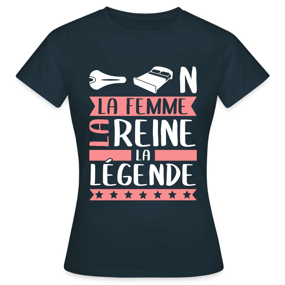 T-shirt femme Céline rébus – La femme, la reine, la légende - marine