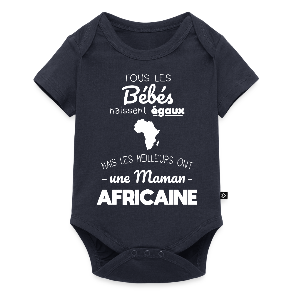 Body Bébé bio manches courtes - Les Meilleurs Ont Une Maman Africaine - bleu marine