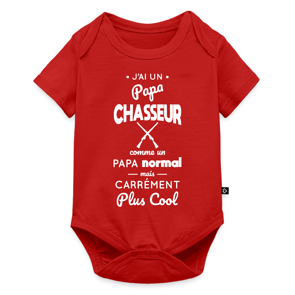 Body Bébé bio manches courtes - J'ai un papa chasseur - rouge