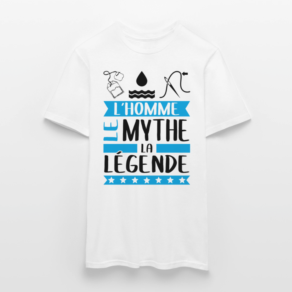 T-shirt homme coloris clair Théophile rébus – L’homme, le mythe, la légende - blanc