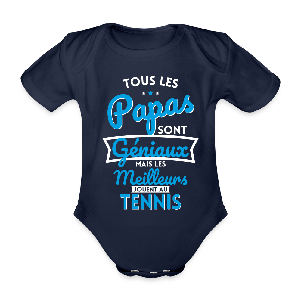 Body Bébé bio manches courtes - les meilleurs jouent au tennis - marine foncé