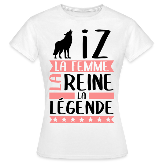 T-shirt femme coloris clair Louise rébus – La Femme, la reine, la légende - blanc