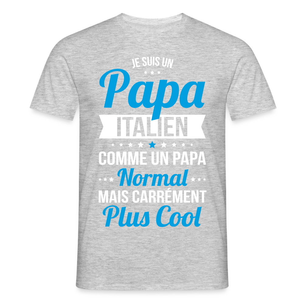 T-shirt Homme - Papa Italien Plus Cool - gris chiné