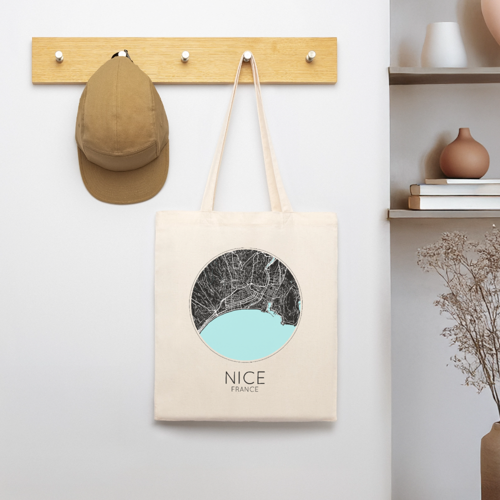 Tote Bag Nice Bio Coloris Clair – Plan de Nice - écru doux