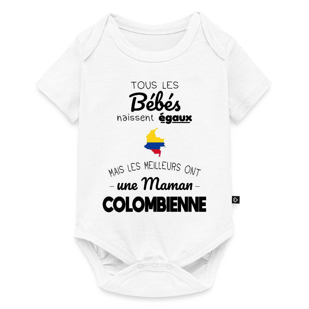Body Bébé bio manches courtes - Les Meilleurs Ont Une Maman Colombienne - blanc