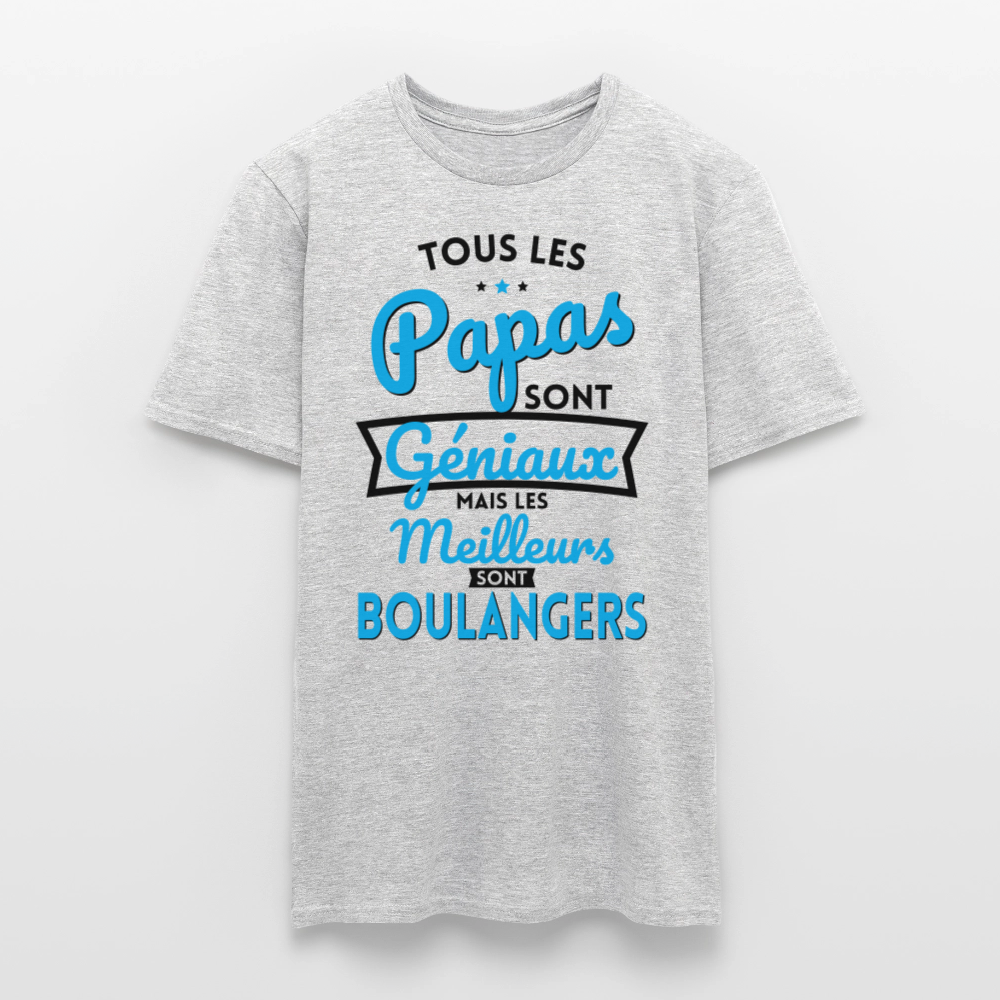 T-shirt Homme - Papas géniaux - Les meilleurs sont boulangers - gris chiné