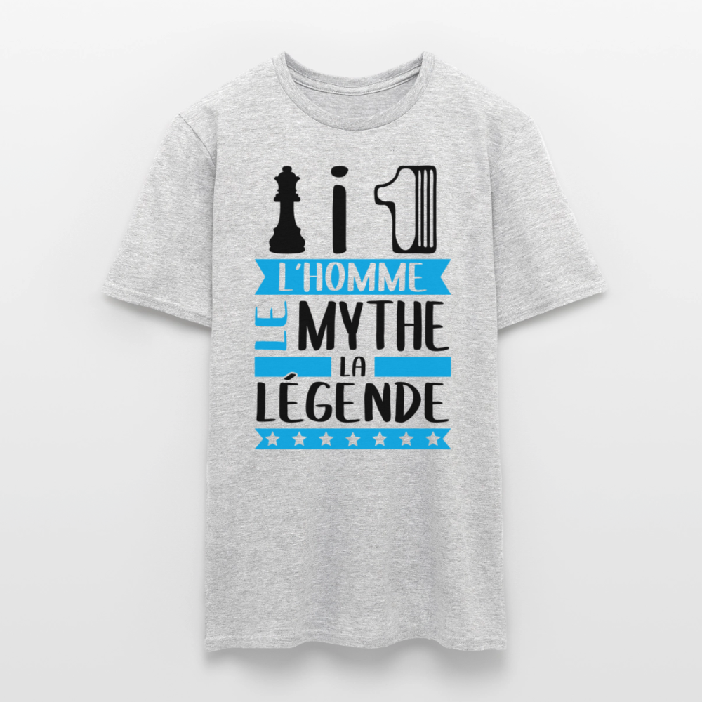 T-shirt homme coloris clair Damien rébus – L’homme, le mythe, la légende - gris chiné