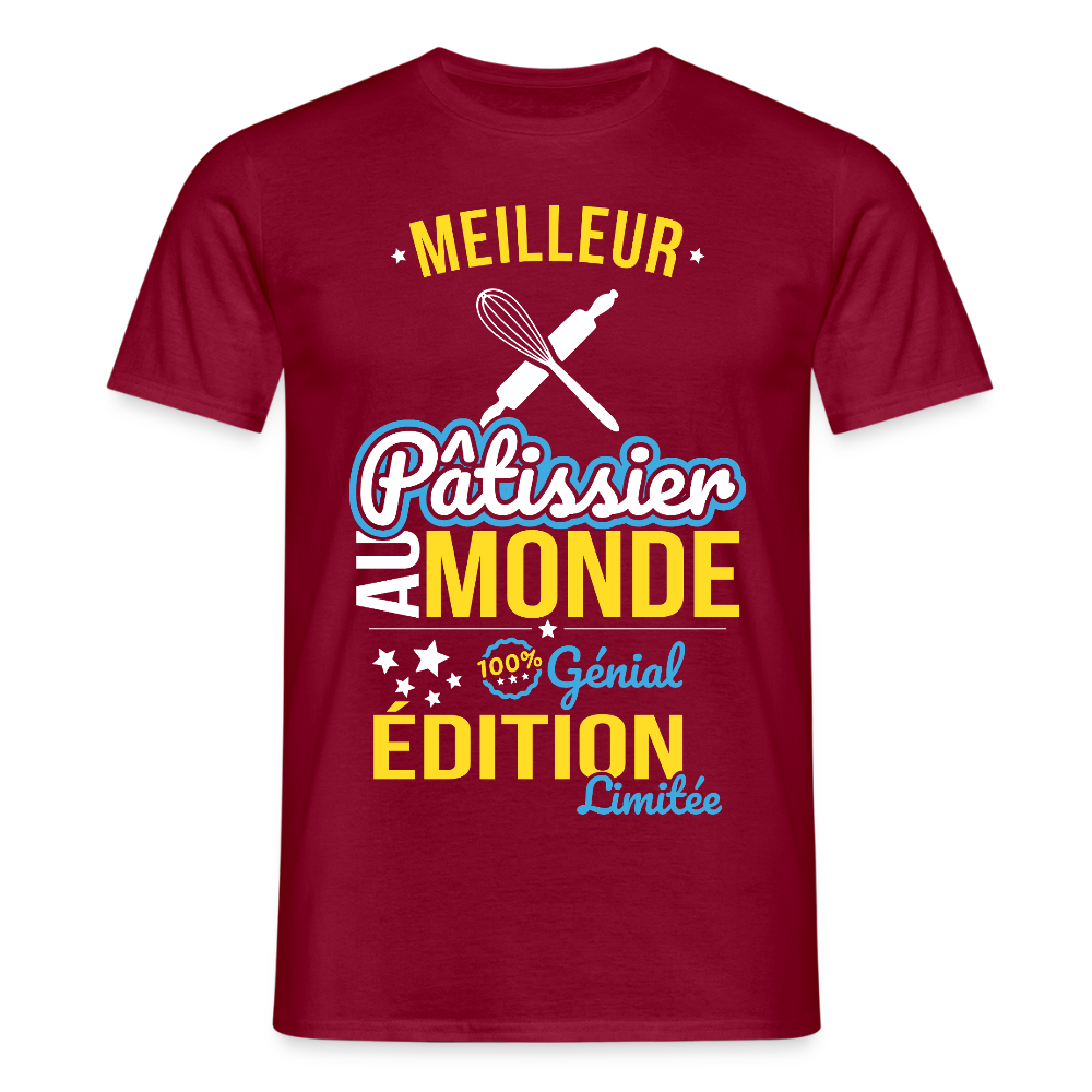T-shirt Homme - Meilleur Pâtissier au monde - 100% génial - rouge brique