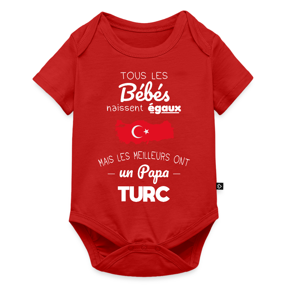 Body Bébé bio manches courtes - Les Meilleurs Ont Un Papa Turc - rouge