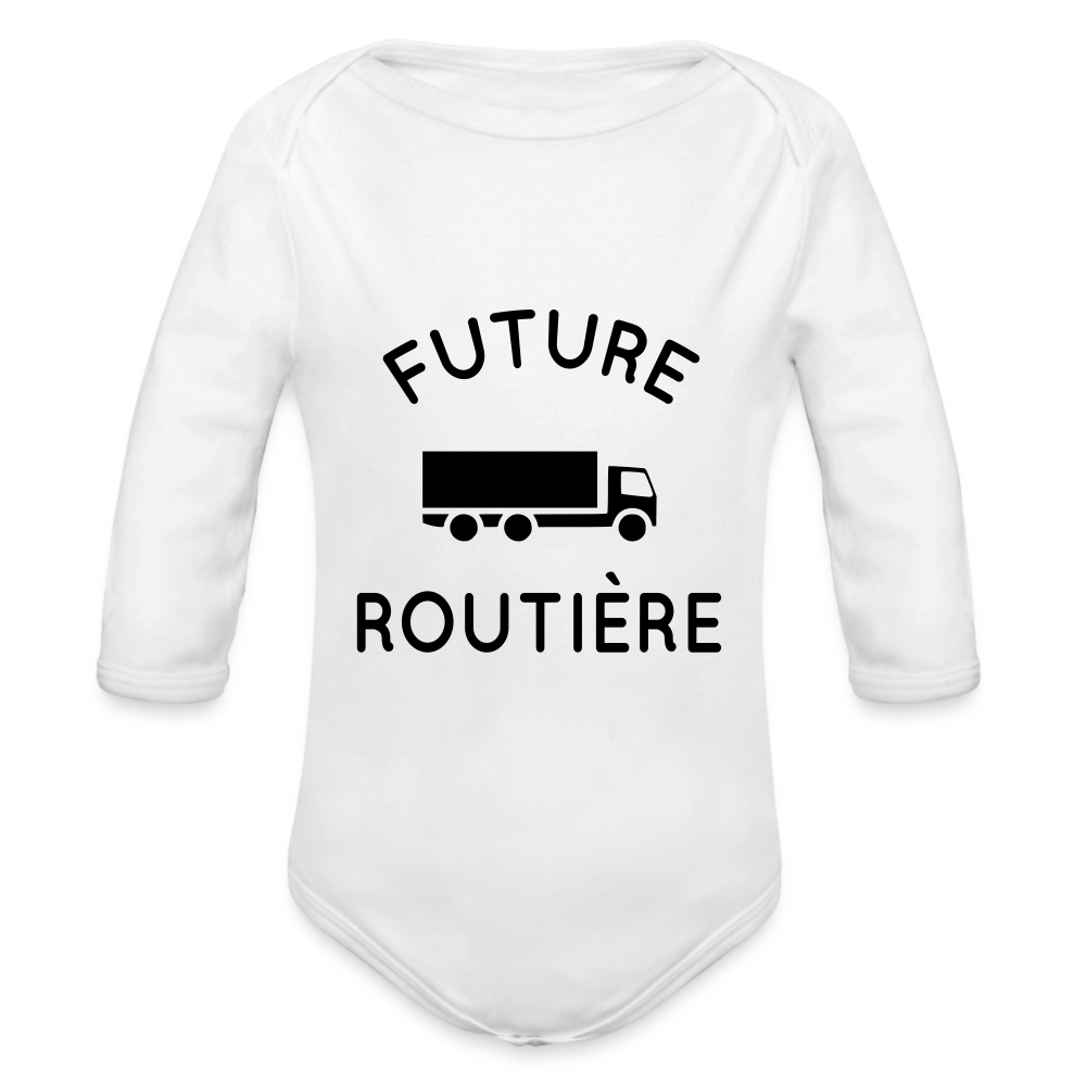 Body Bébé bio manches longues - Future routière - blanc