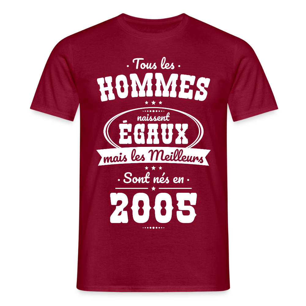 T-shirt Homme - Anniversaire 20 Ans - Les meilleurs sont nés en 2005 - rouge brique