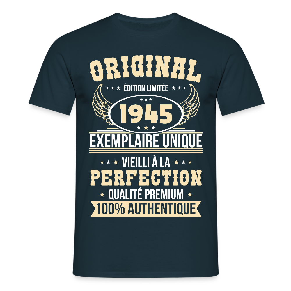 T-shirt Homme - Anniversaire 80 Ans - Original 1945 - marine