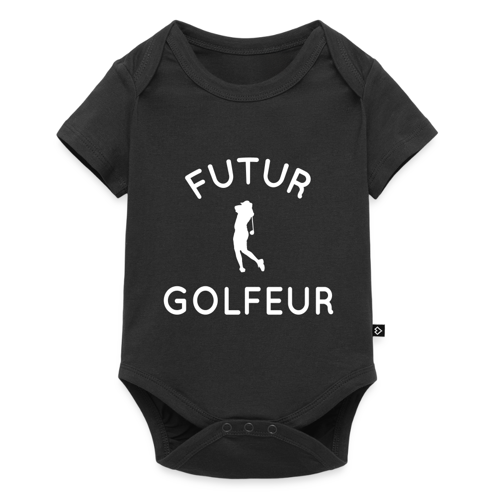 Body Bébé bio manches courtes - Futur golfeur - noir