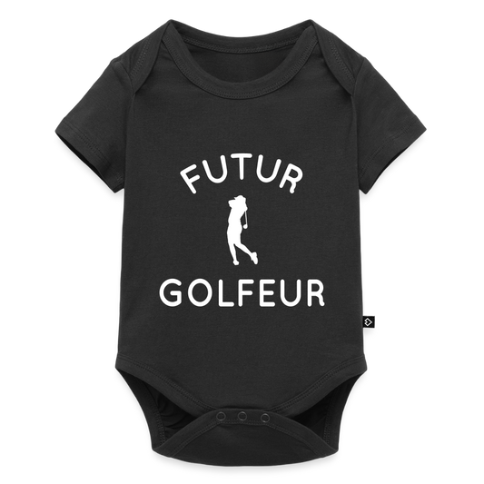 Body Bébé bio manches courtes - Futur golfeur - noir