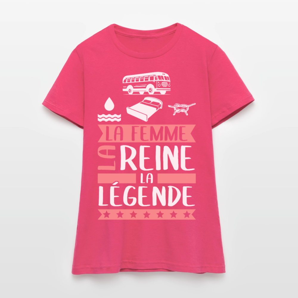 T-shirt femme Caroline rébus – La femme, la reine, la légende - rose azalée