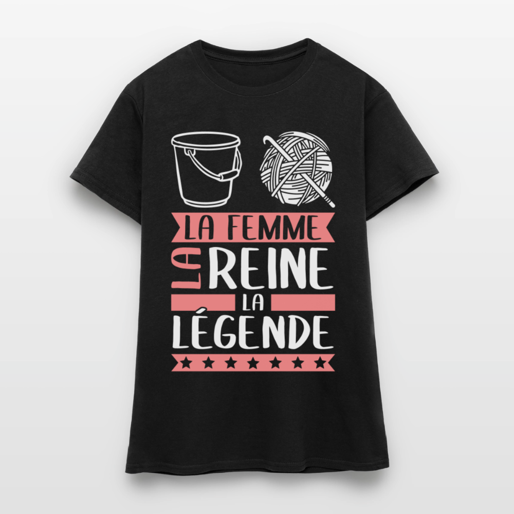 T-shirt femme Solène rébus – La femme, la reine, la légende - noir