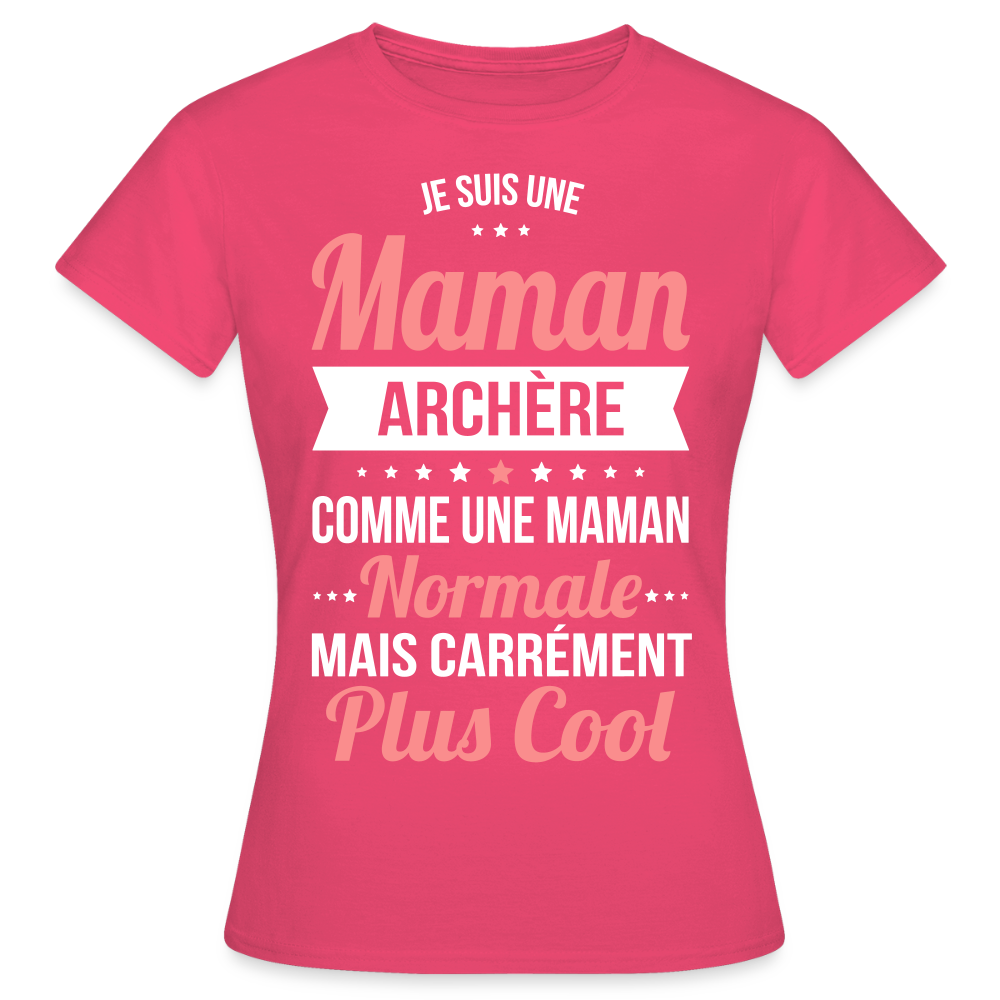 T-shirt Femme - Maman archère plus cool - rose azalée