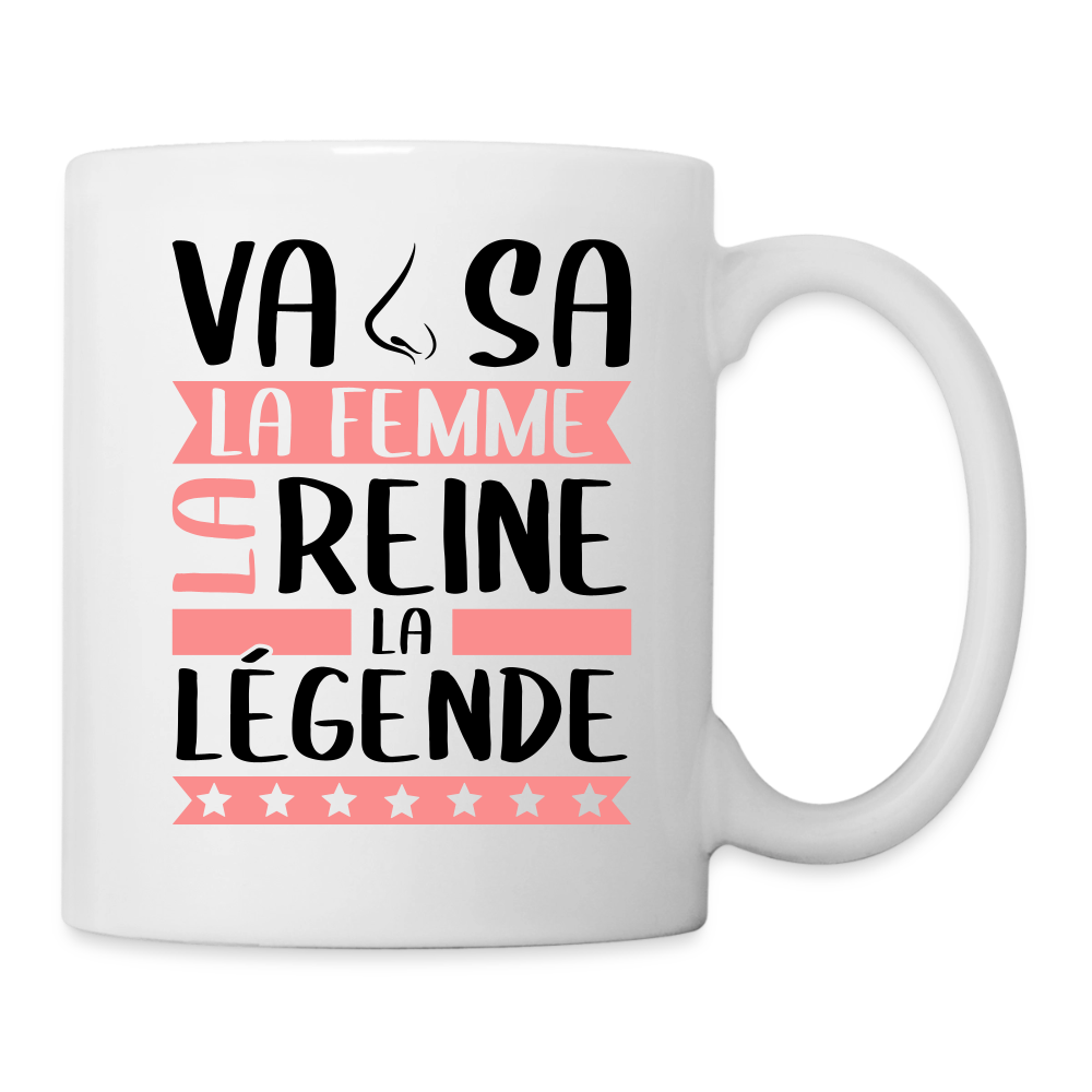 Mug blanc Vanessa rébus – La femme, la reine, la légende - blanc