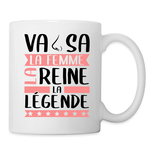 Mug blanc Vanessa rébus – La femme, la reine, la légende - blanc