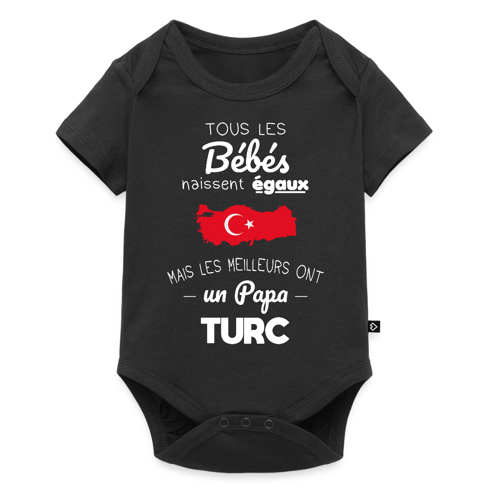 Body Bébé bio manches courtes - Les Meilleurs Ont Un Papa Turc - noir