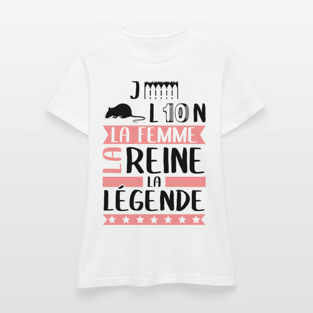T-shirt femme coloris clair Géraldine rébus – La femme, la reine, la légende - blanc