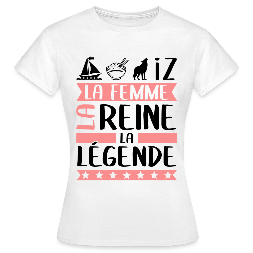 T-shirt femme coloris clair Marie-Louise rébus – La Femme, la reine, la légende - blanc