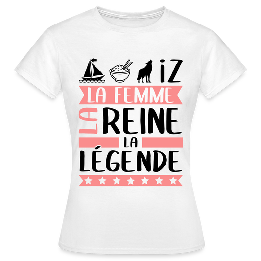T-shirt femme coloris clair Marie-Louise rébus – La Femme, la reine, la légende - blanc