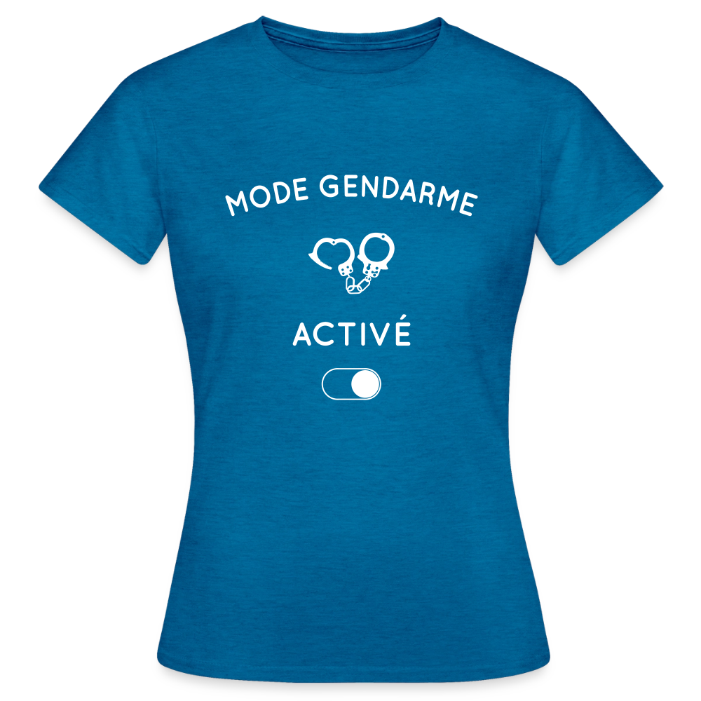 T-shirt Femme - Mode gendarme activé - bleu saphir antique chiné
