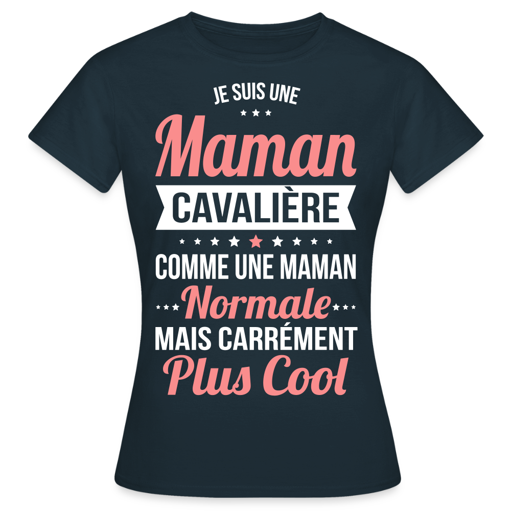 T-shirt Femme - Maman cavalière plus cool - marine