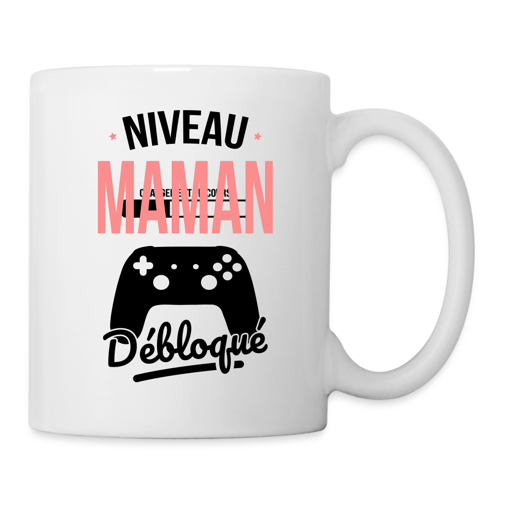 Mug blanc cadeau maman - Niveau maman débloqué - blanc