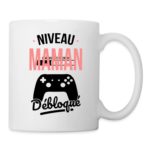 Mug blanc cadeau maman - Niveau maman débloqué - blanc