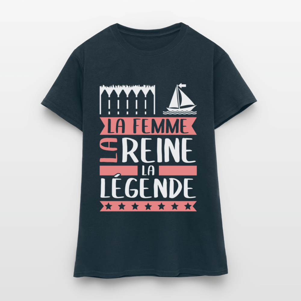 T-shirt femme Emma rébus – La femme, la reine, la légende - marine