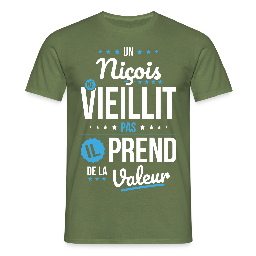 T-shirt Homme - Un Niçois ne vieillit pas - vert militaire