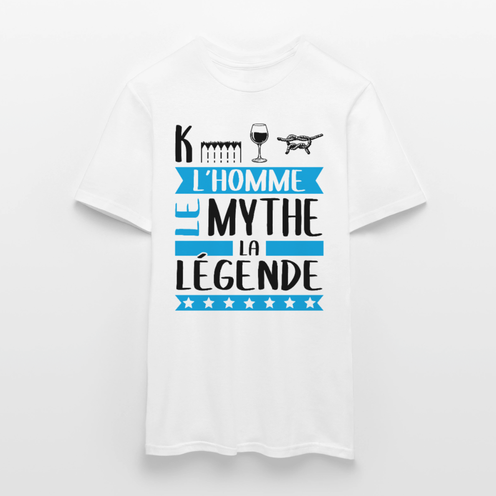 T-shirt homme coloris clair Kévin en rébus – L’homme, le mythe, la légende - blanc