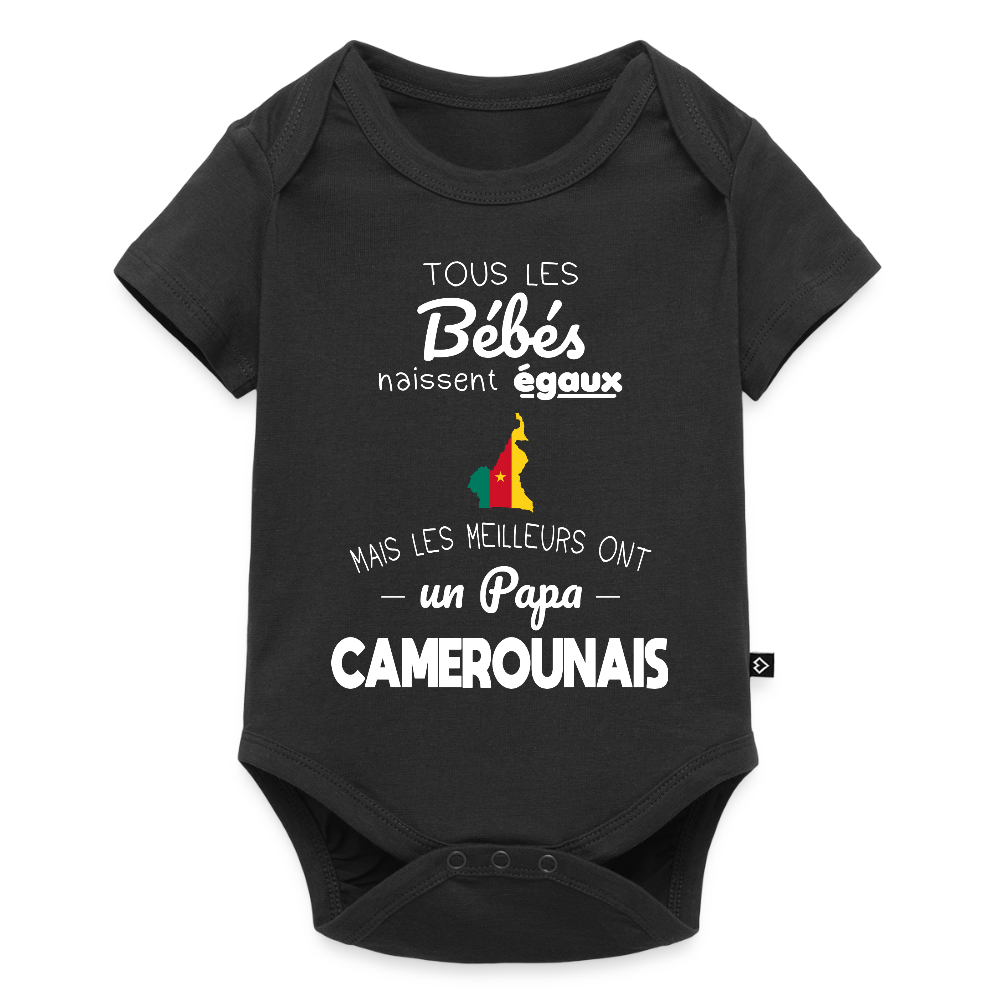 Body Bébé bio manches courtes - Les Meilleurs Ont Un Papa Camerounais - noir