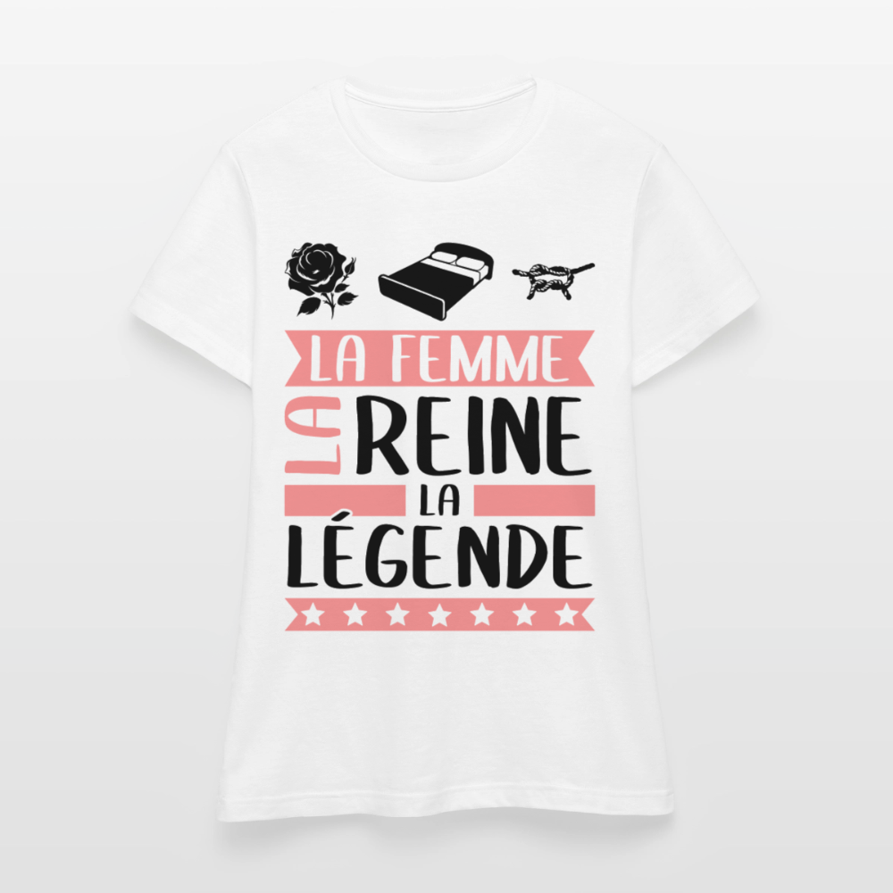 T-shirt femme coloris clair Roseline rébus – La femme, la reine, la légende - blanc