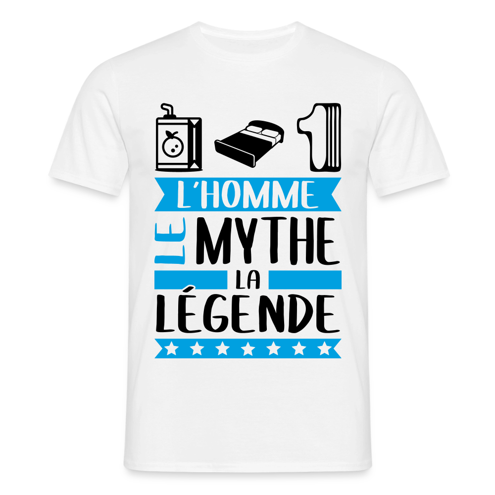T-shirt homme coloris clair Julien en rébus – L’homme, le mythe, la légende - blanc