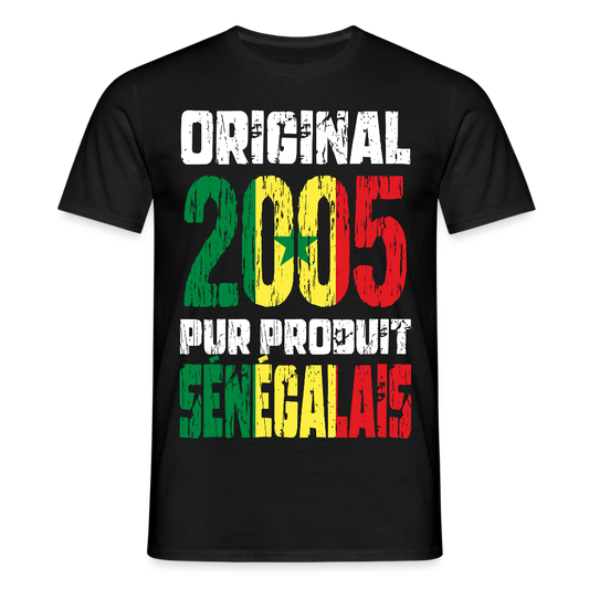 T-shirt Homme - Anniversaire 20 Ans - Original 2005 - Pur produit Sénégalais - noir