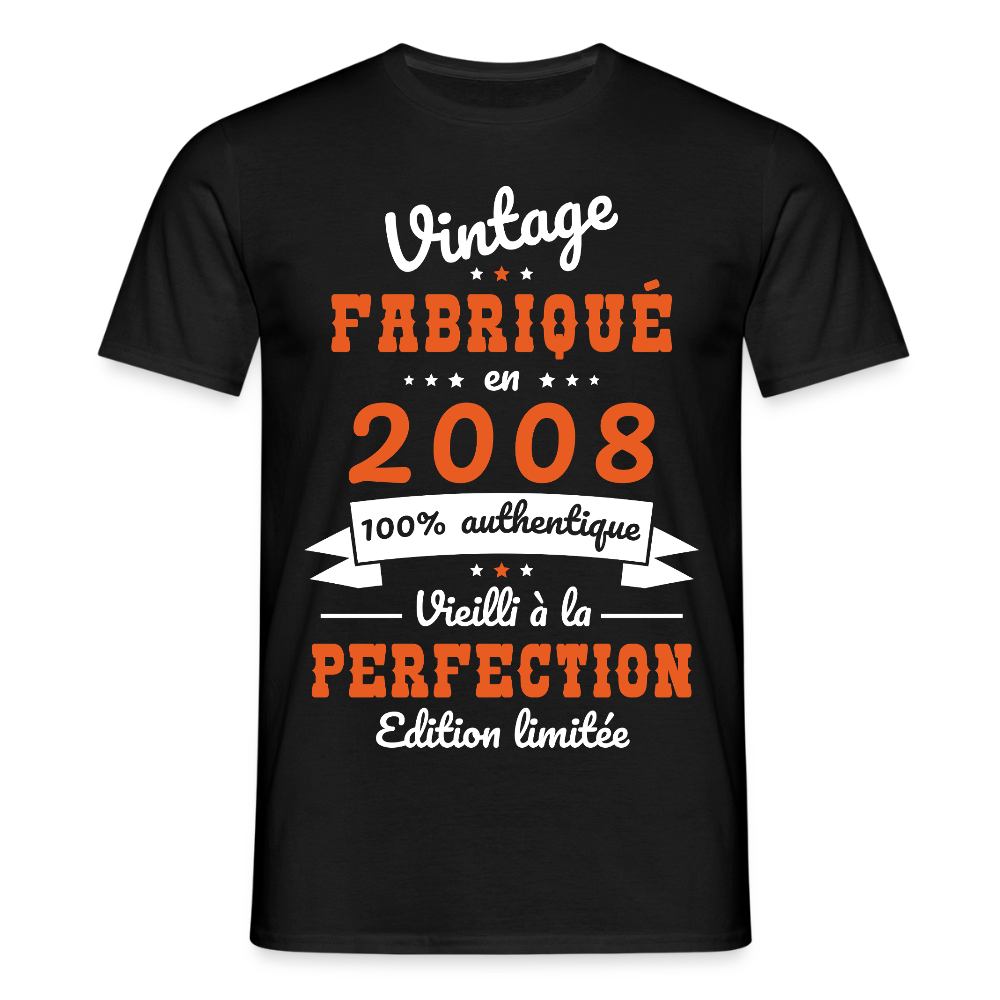 T-shirt anniversaire homme 18 ans – Vintage 2008 - noir