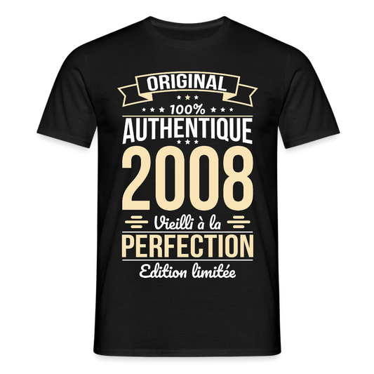 T-shirt anniversaire homme 18 ans – Original 2008 - noir