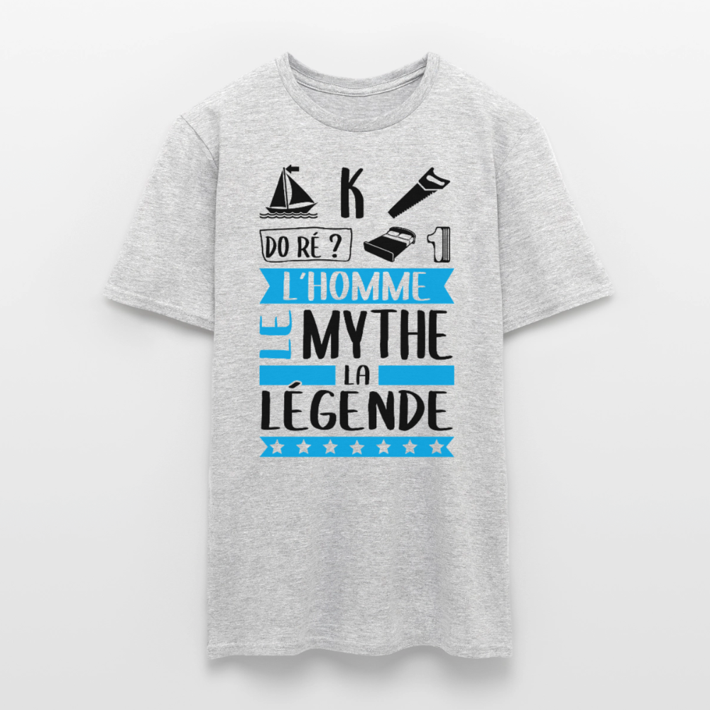 T-shirt homme coloris clair Maximilien en rébus – L’homme, le mythe, la légende - gris chiné
