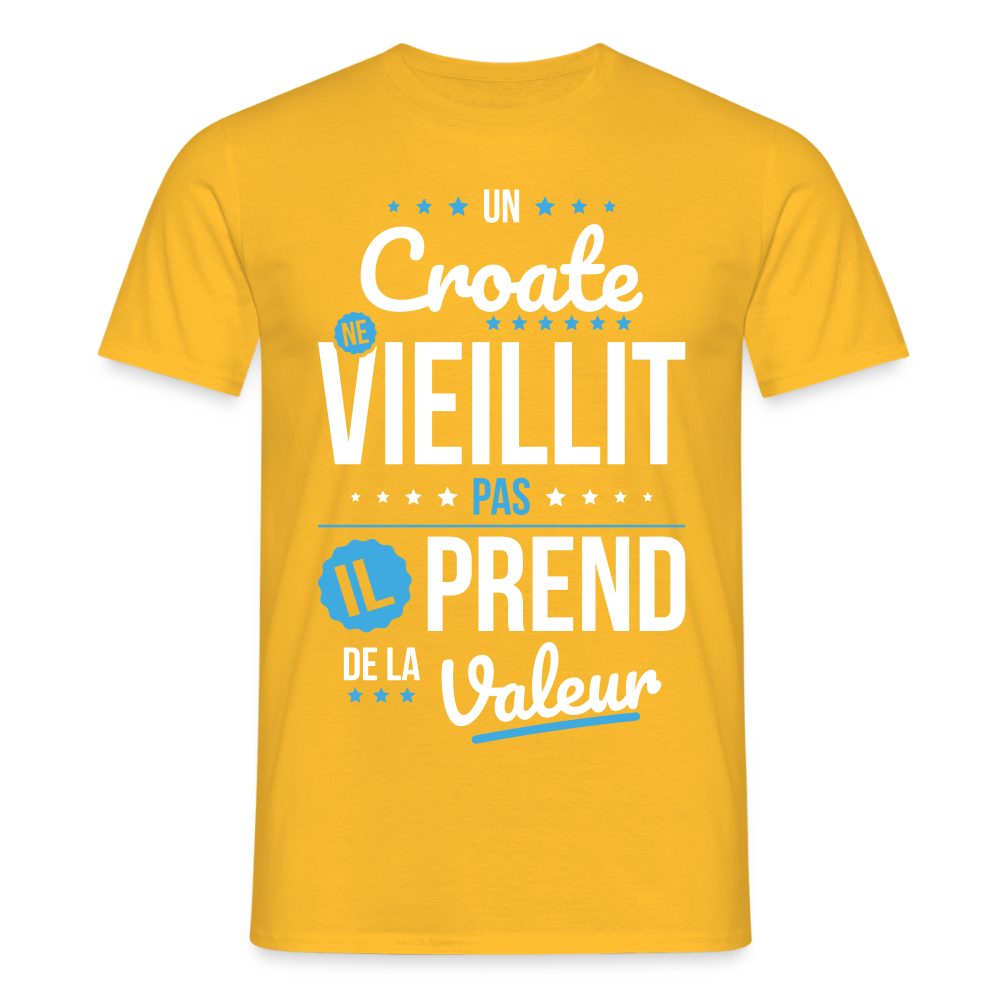T-shirt Homme - Un Croate ne vieillit pas - jaune