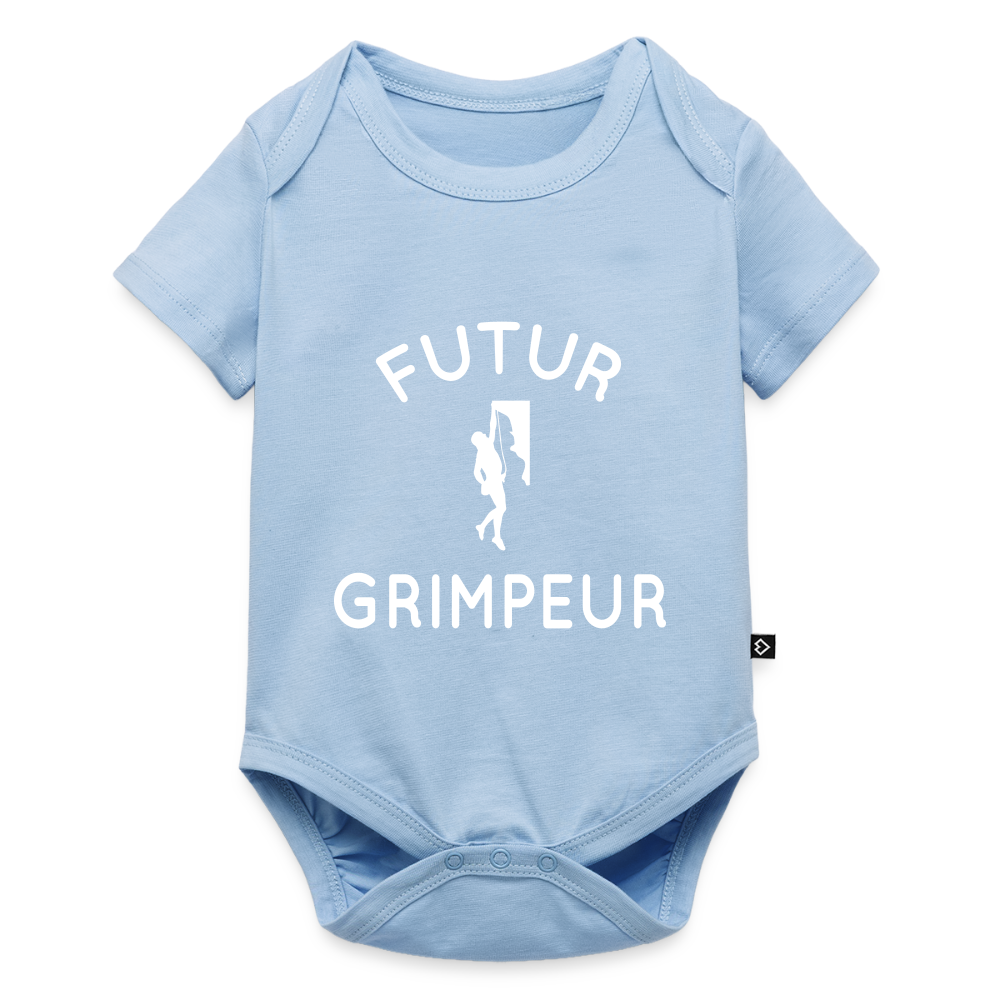 Body Bébé bio manches courtes - Futur grimpeur - bleu clair