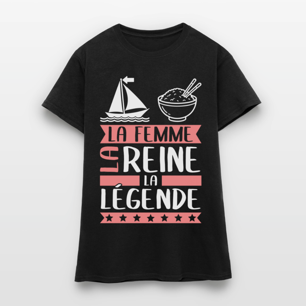 T-shirt femme Marie rébus – La femme, la reine, la légende - noir