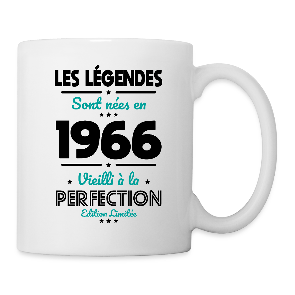 Mug anniversaire blanc homme 60 ans – Les légendes sont nées en 1966 - blanc