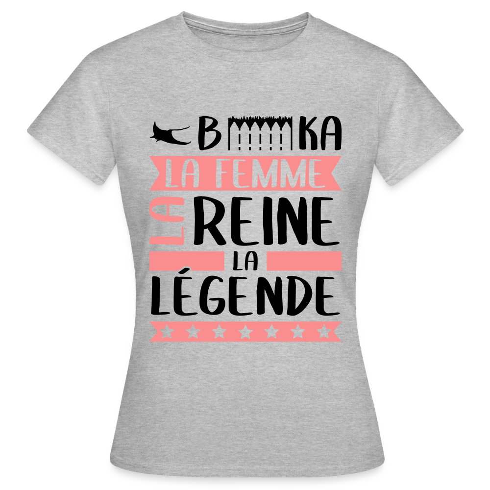 T-shirt femme coloris clair Rébecca rébus – La femme, la reine, la légende - gris chiné